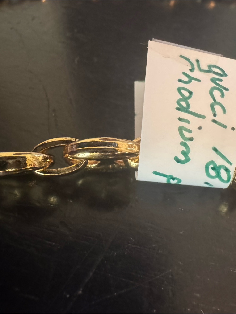Gucci Gold-Tone Oval Link Chain Necklace 18 inch rhodium plating will not turn - Picture 5 of 7